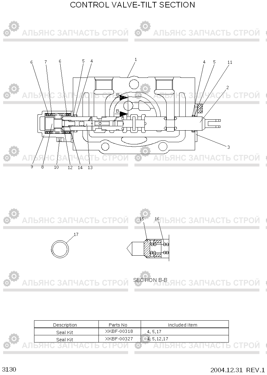 3130 CONTROL VALVE-TILT SECTION HLF15/18C-5, Hyundai