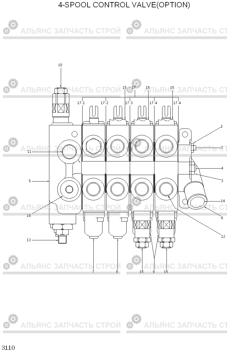 3110 4-SPOOL CONTROL VALVE(OPTION) HLF20/25/30II, Hyundai