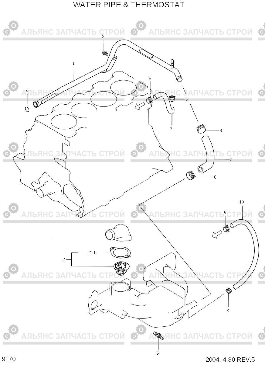 9170 WATER PIPE & THERMOSTAT HLF20/25/30II, Hyundai