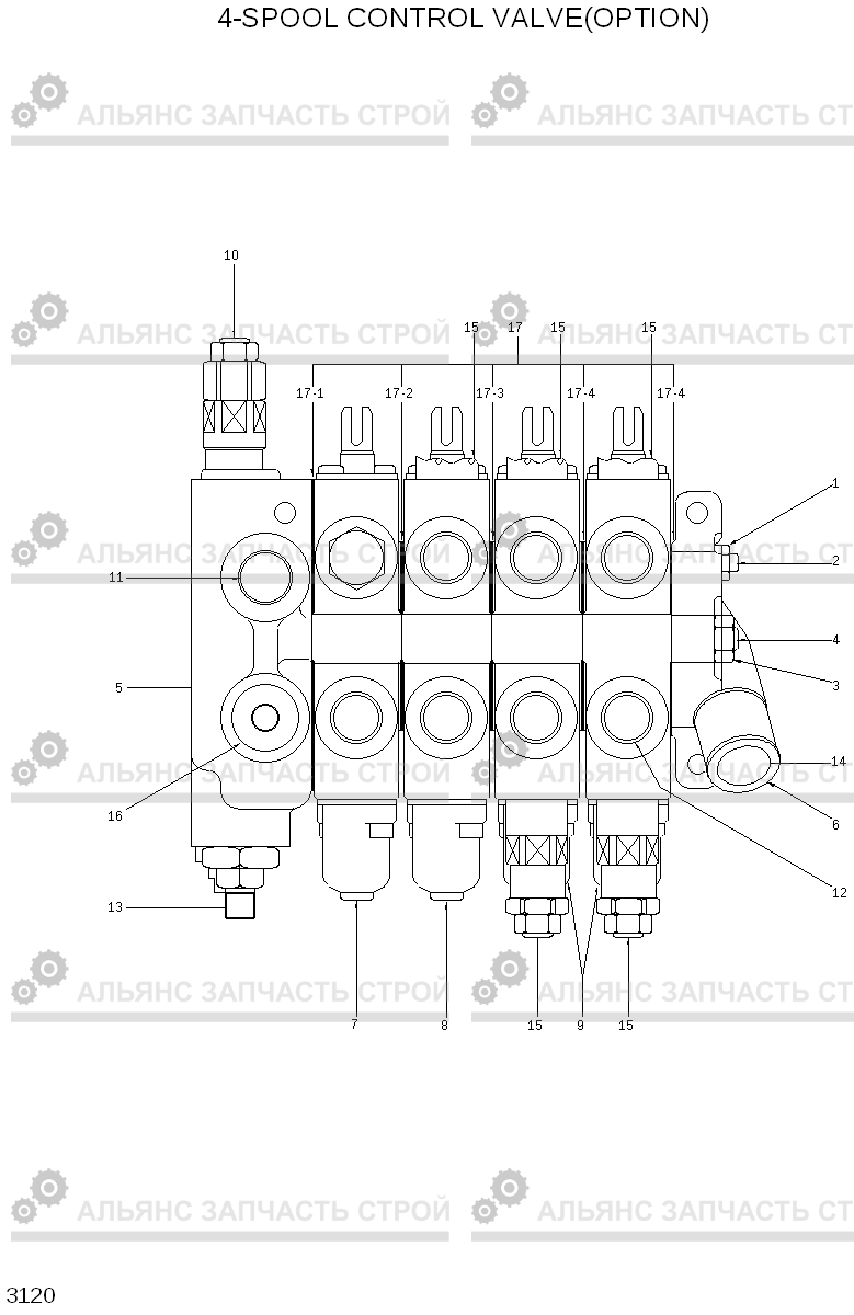 3120 4-SPOOL CONTROL VALVE(OPTION) HLF20/25/30CII, Hyundai