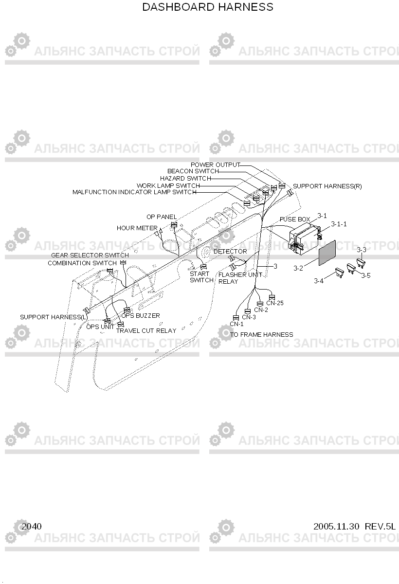 2040 DASHBOARD HARNESS HLF20/25/30C-5, Hyundai