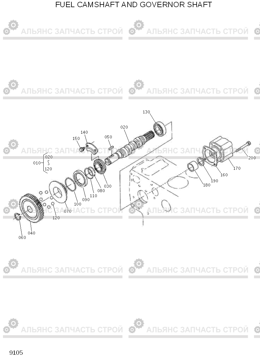 9105 FUEL CAMSHAFT AND GOVERNOR SHAFT HSL800T, Hyundai