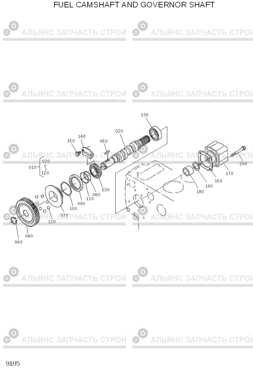 9105 FUEL CAMSHAFT AND GOVERNOR SHAFT HSL960T, Hyundai