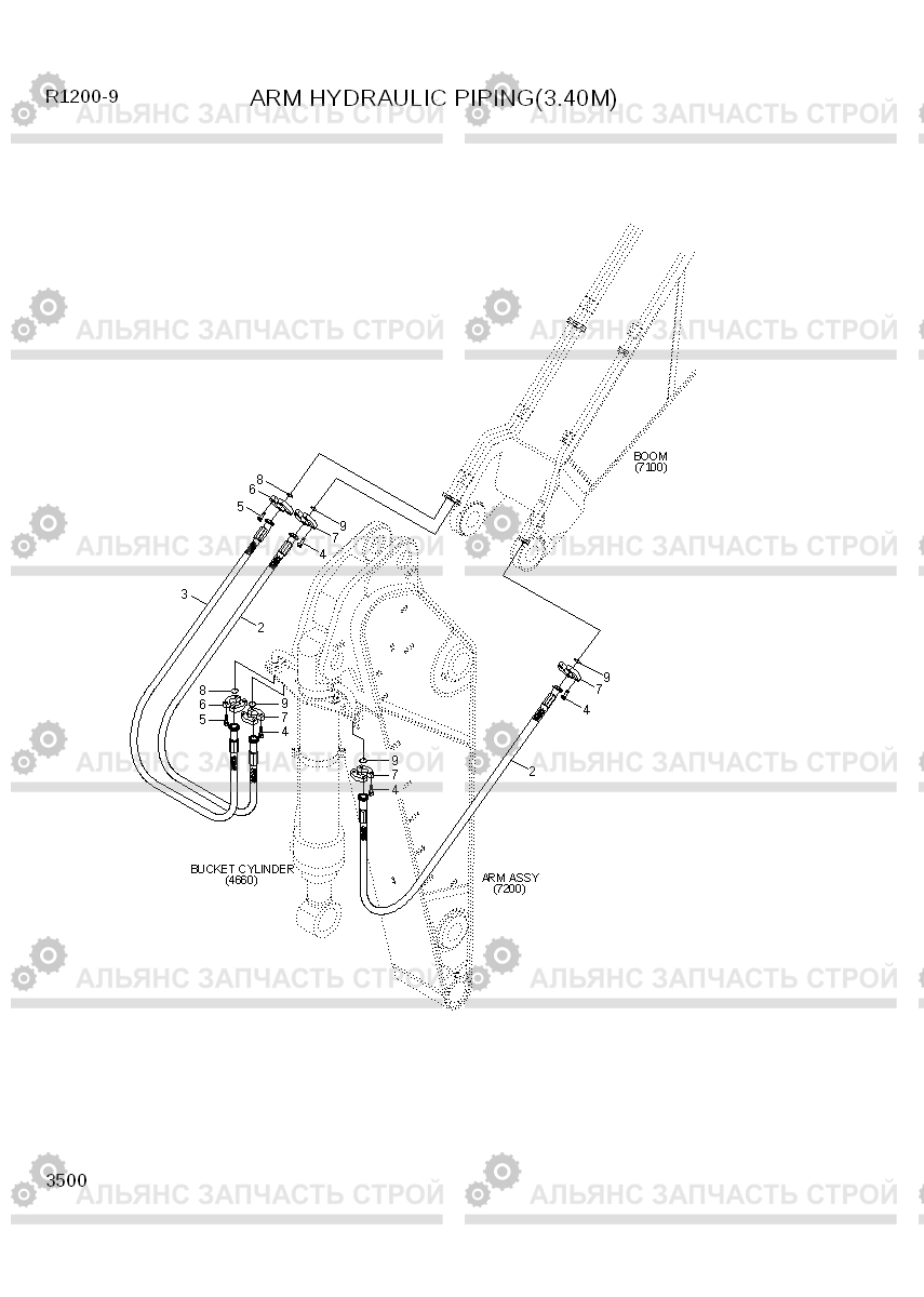 3500 ARM HYDRAULIC PIPING(3.40M) R1200-9, Hyundai