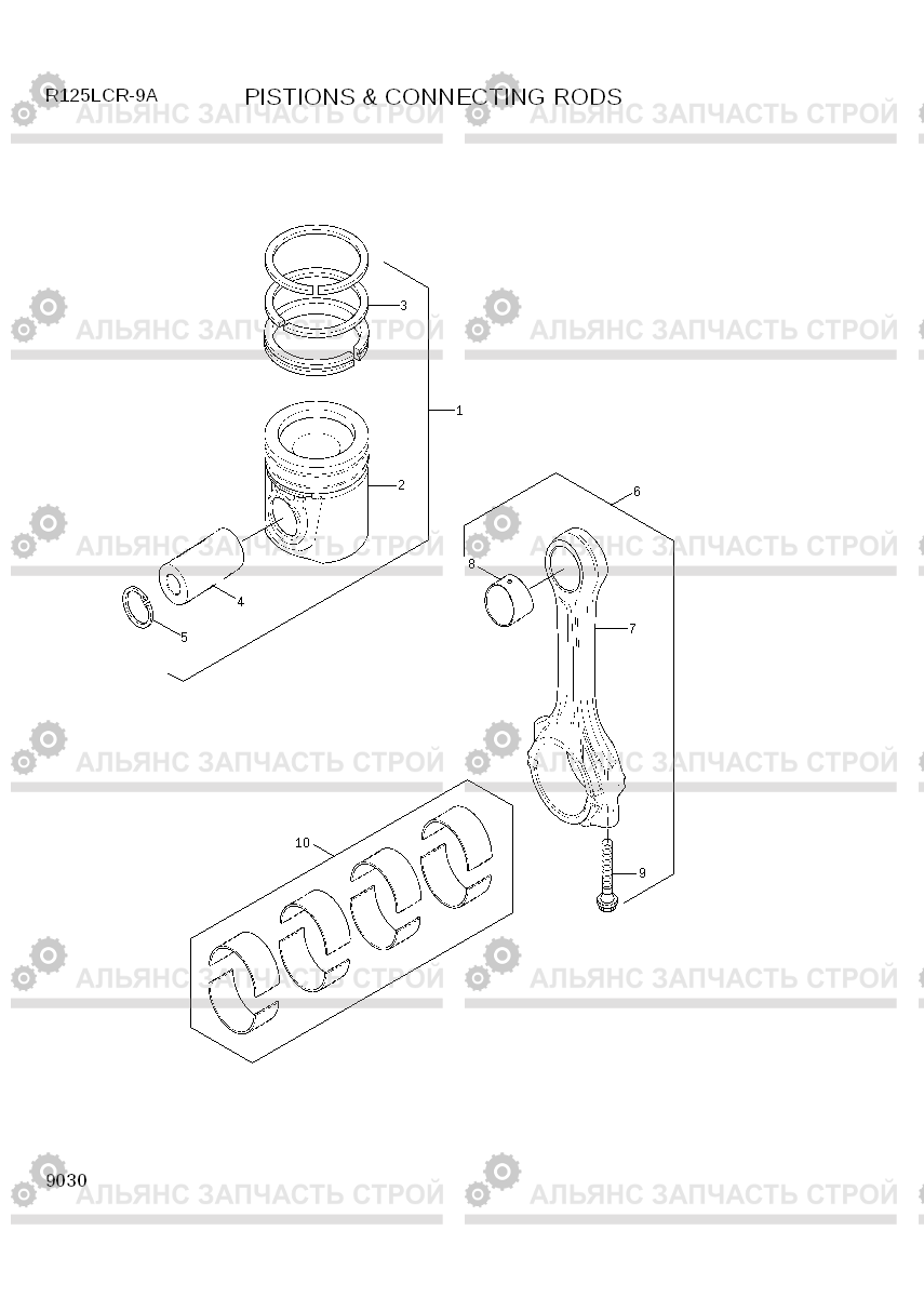 9030 PISTONS & CONNECTING RODS R125LCR-9A, Hyundai