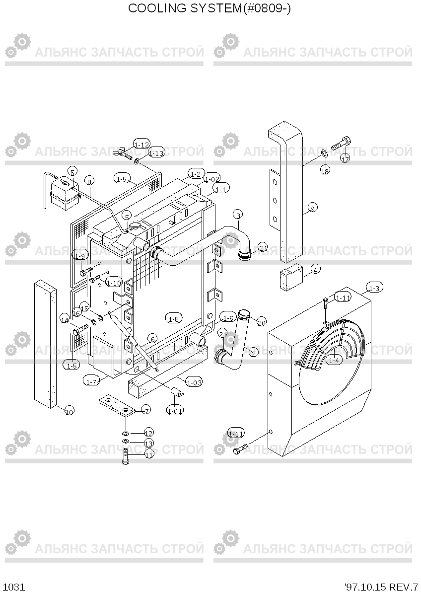 1031 COOLING SYSTEM(#0809-) R130LC-3, Hyundai