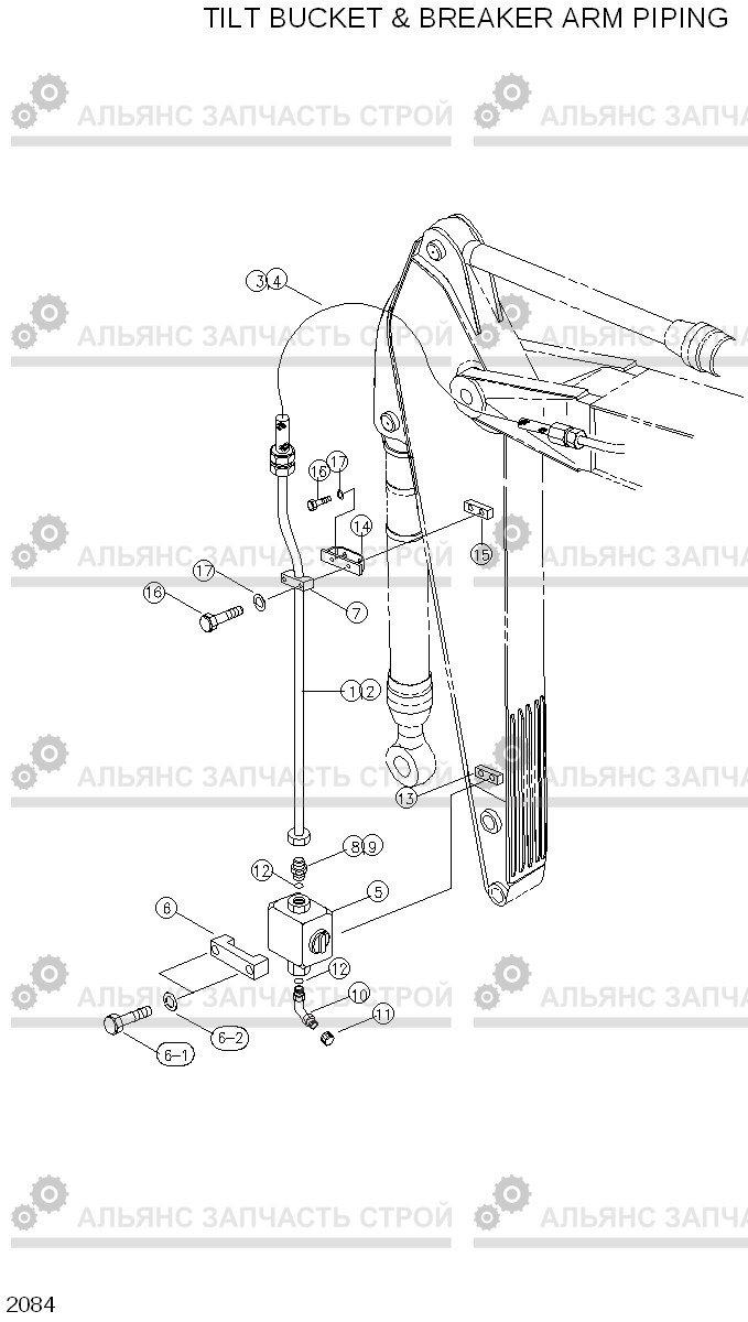 2084 TILT BUCKET & BREAKER ARM PIPING R130LC-3, Hyundai
