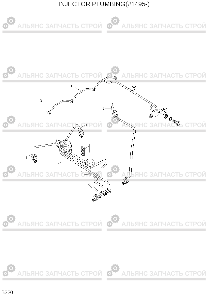 B220 INJECTOR PLUMBLING(#1495-) R140LC-7, Hyundai
