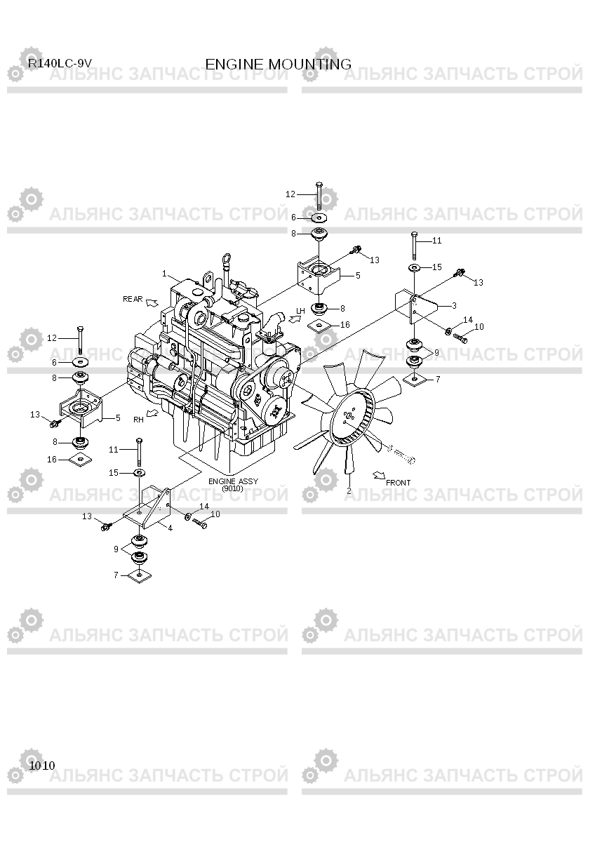 1010 ENGINE MOUNTING R140LC-9V(INDIA), Hyundai