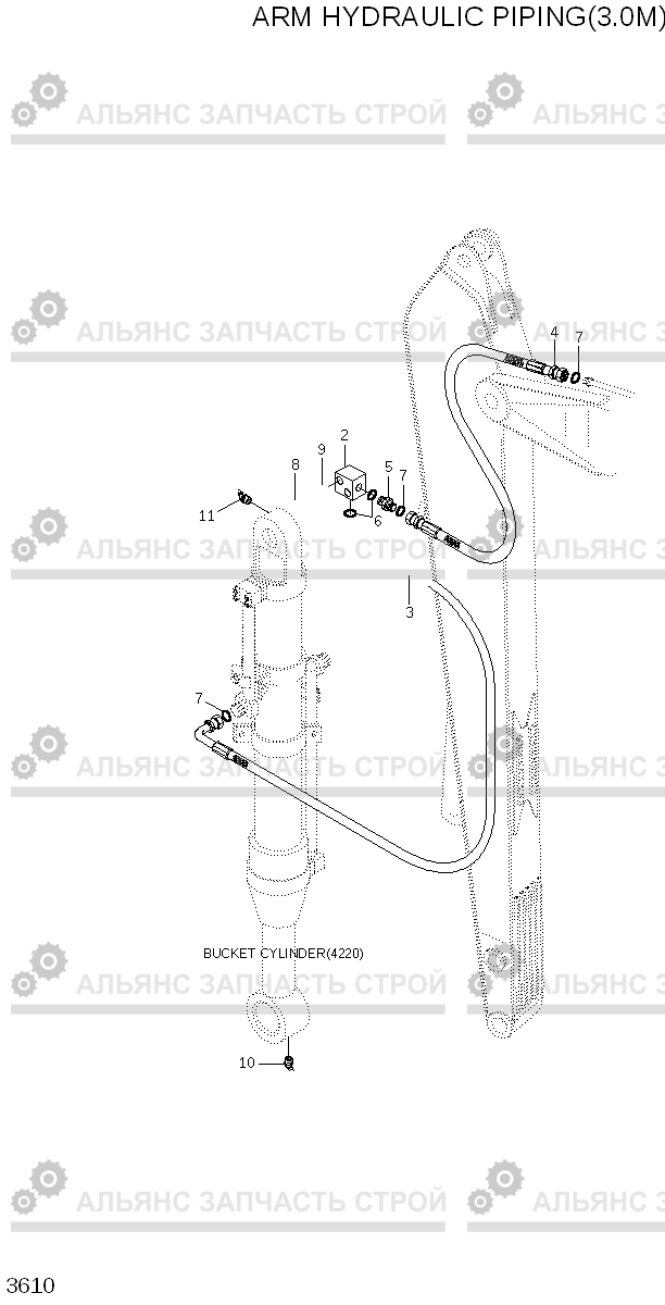 3610 ARM HYD PIPING(3.0M) R140W-7, Hyundai