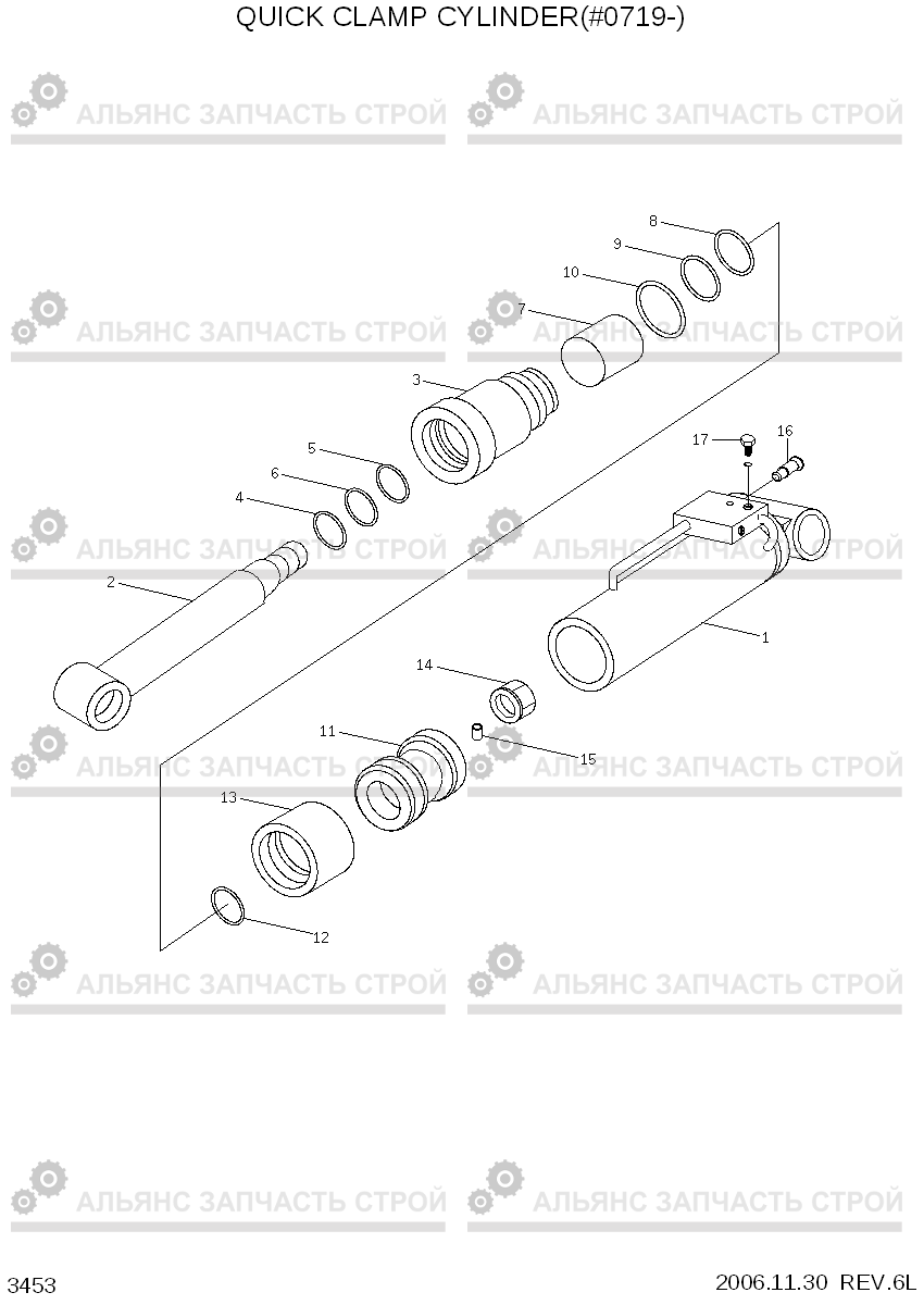 3453 QUICK CLAMP CYLINDER(#0719-) R160LC-7, Hyundai