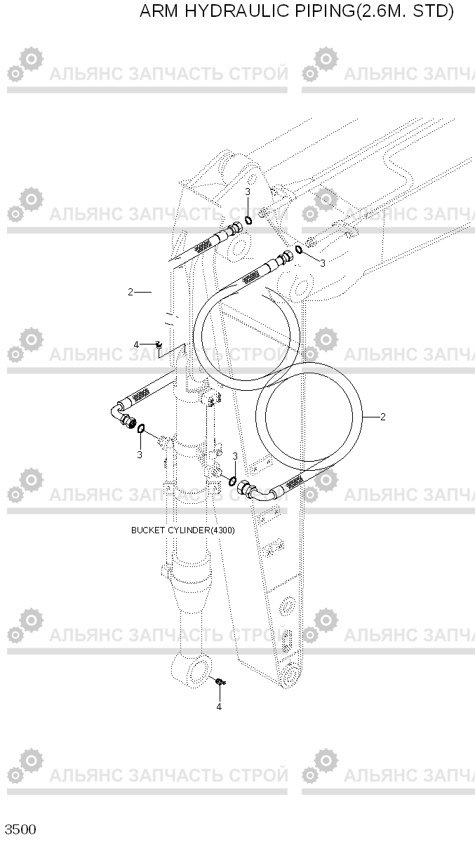 3500 ARM HYD PIPING(2.6M, STD) R160LC-7A, Hyundai