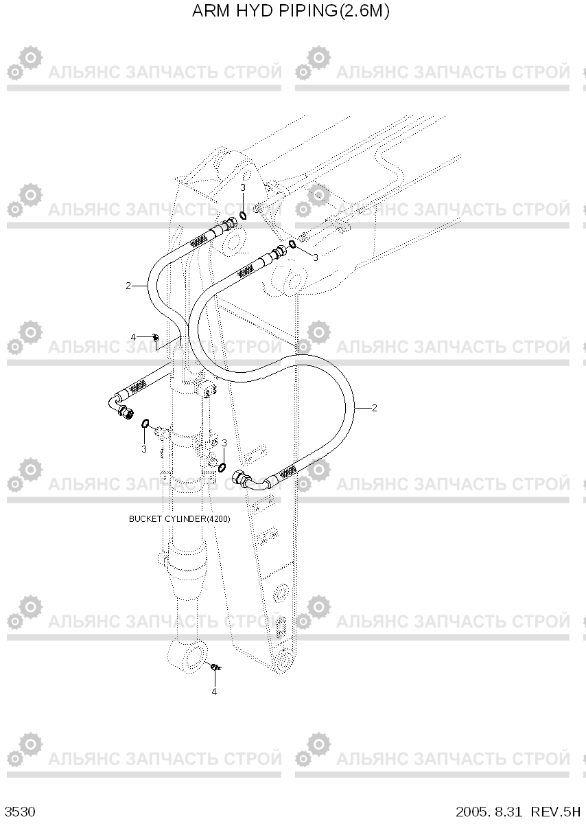 3530 ARM HYD PIPING(2.6M) R170W-7, Hyundai