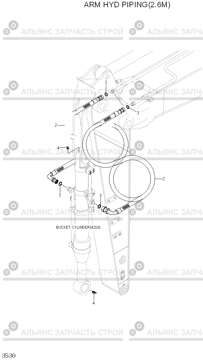 3530 ARM HYD PIPING(2.6M) R170W-7A, Hyundai