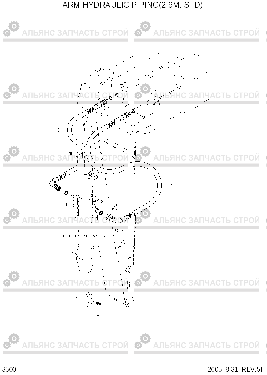 3500 ARM HYD PIPING(2.6M, STD) R180LC-7, Hyundai