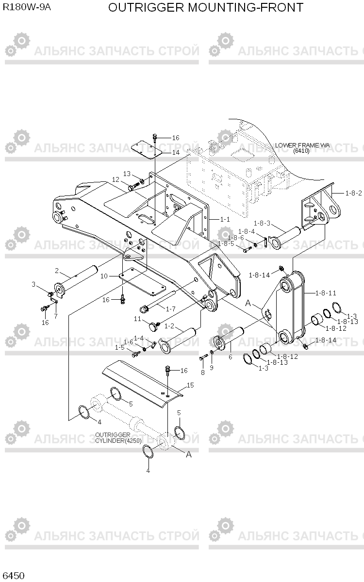 6450 OUTRIGGER MOUNTING-FRONT R180W-9A, Hyundai