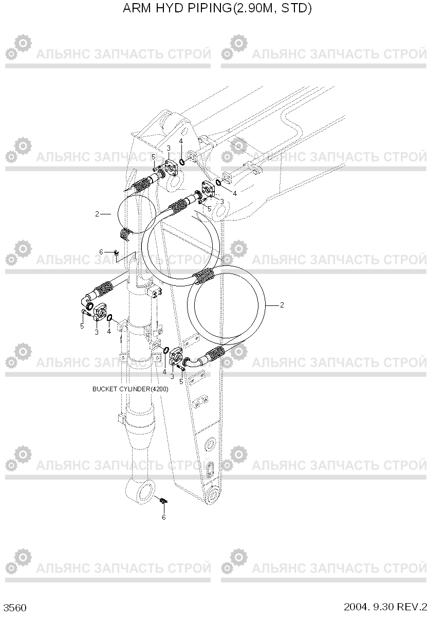 3560 ARM HYD PIPING(2.90M, STD) R200W-7, Hyundai