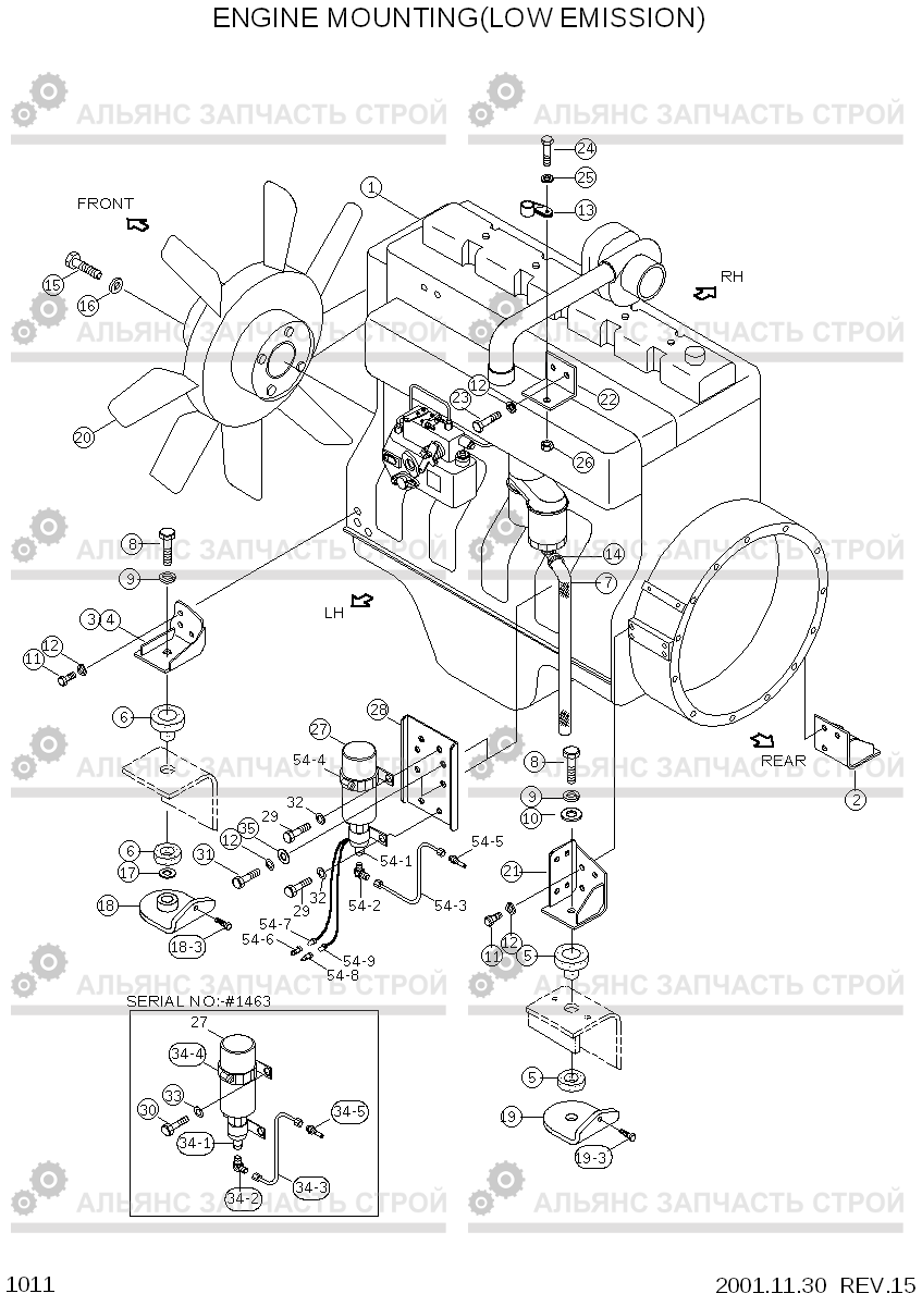 1011 ENGINE MOUNTING(LOW EMISSION) R210LC-3, Hyundai