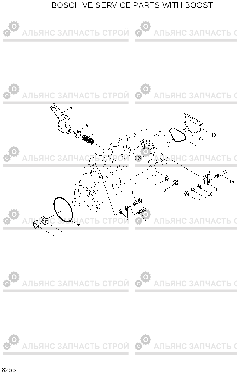 8255 BOSCH VE SERVICE PARTS WITH BOOST R210LC-3, Hyundai