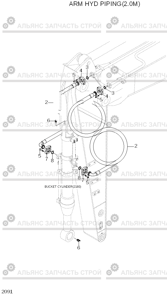 2091 ARM HYD PIPING(2.0M) R210LC-3H, Hyundai