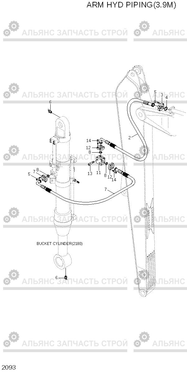 2093 ARM HYD PIPING(3.9M) R210LC-3H, Hyundai