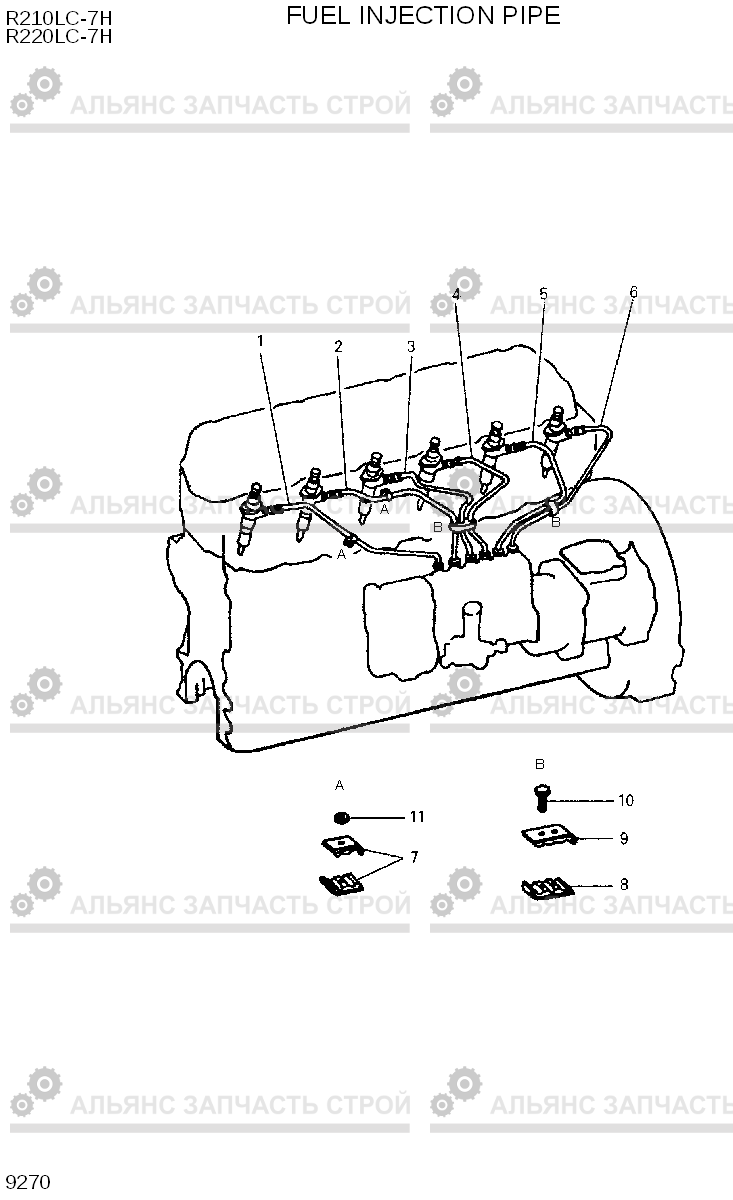 9270 FUEL INJECTION PIPE R210/220LC-7H, Hyundai