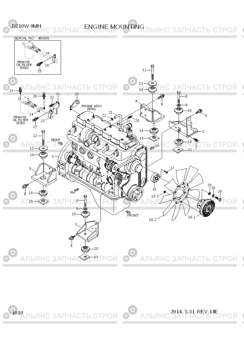 1010 ENGINE MOUNTING R210W9-MH, Hyundai