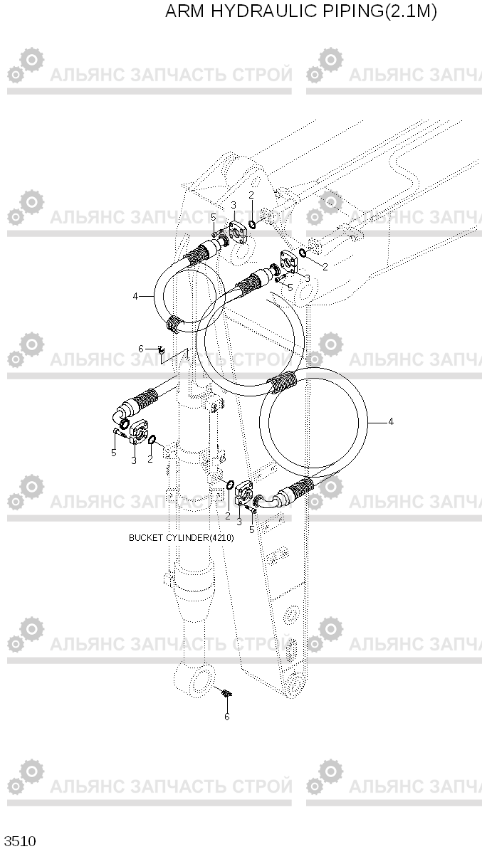 3510 ARM HYDRAULIC PIPING(2.1M) R250LC-7A, Hyundai