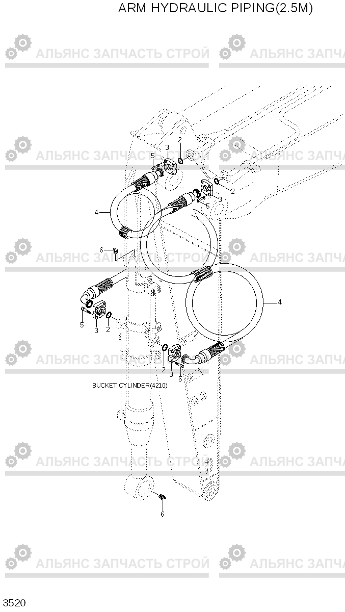 3520 ARM HYDRAULIC PIPING(2.5M) R250LC-7A, Hyundai