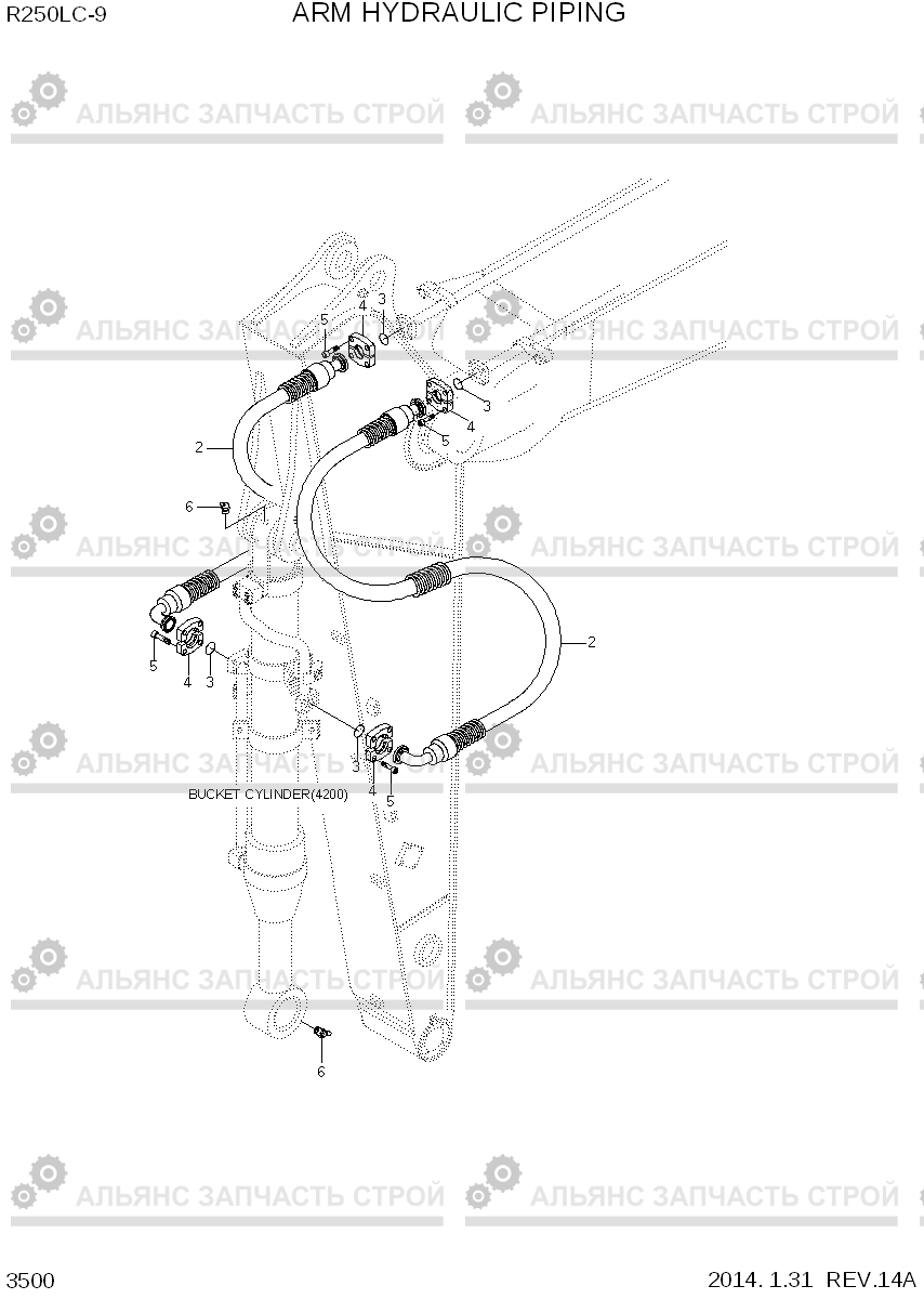 3500 ARM HYDRAULIC PIPING R250LC-9, Hyundai
