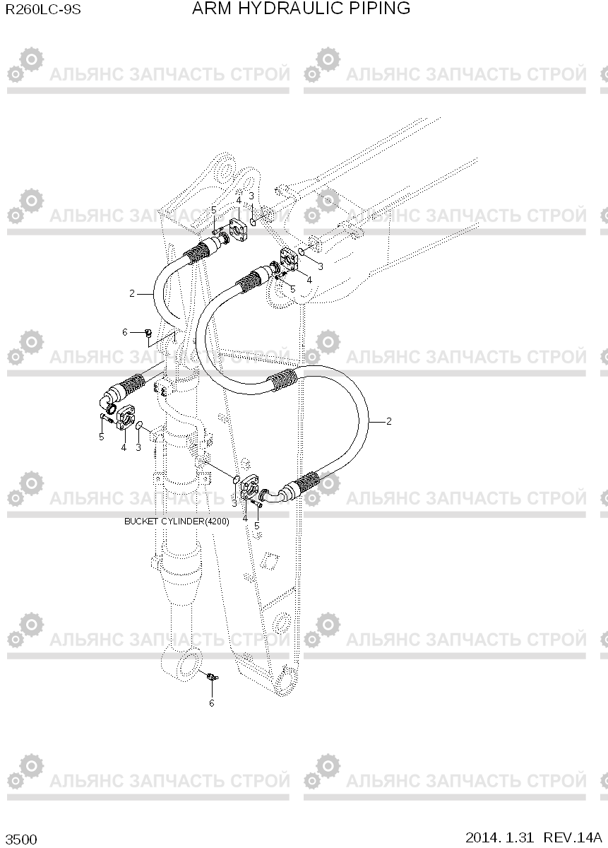 3500 ARM HYDRAULIC PIPING R260LC-9S, Hyundai