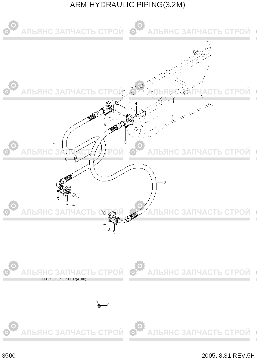 3500 ARM HYDRAULIC PIPING(3.2M, STD) R320LC-7, Hyundai