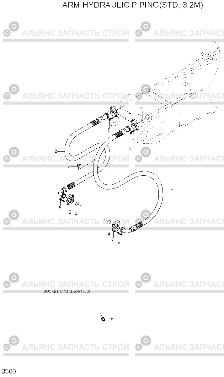 3500 ARM HYDRAULIC PIPING(STD, 3.2M) R320LC-7A, Hyundai