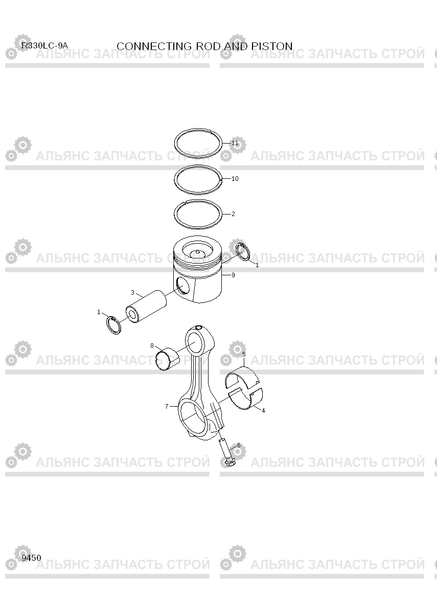 9450 CONNECTION ROD AND PISTON R330LC-9A, Hyundai