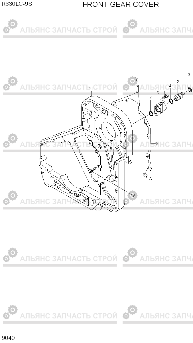 9040 FRONT GEAR COVER R330LC-9S, Hyundai