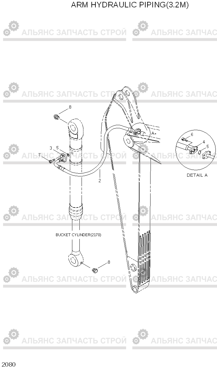 2080 ARM HYDRAULIC PIPING(3.2M) R360LC-3H, Hyundai