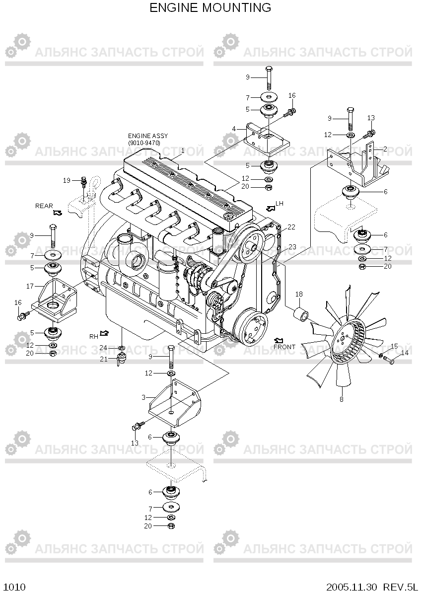 1010 ENGINE MOUNTING R360LC-7, Hyundai