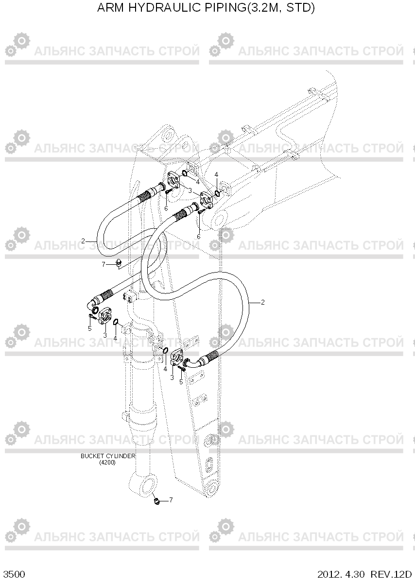 3500 ARM HYDRAULIC PIPING(3.2M) R370LC-7, Hyundai