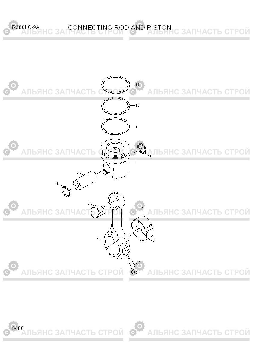 9480 CONNECTING ROD AND PISTON R380LC-9A, Hyundai