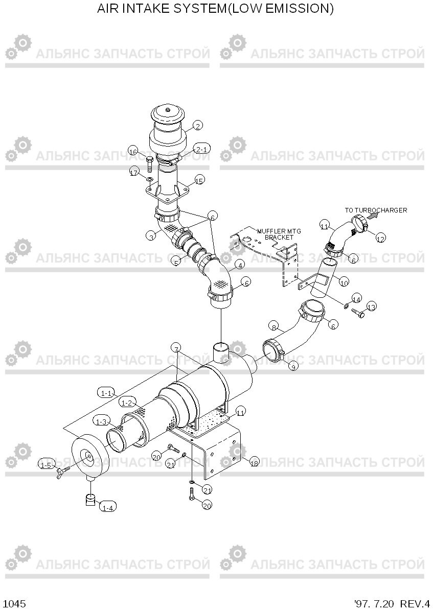 1045 AIR INTAKE SYSTEM(LOW EMISSION) R450LC-3(-#1000), Hyundai