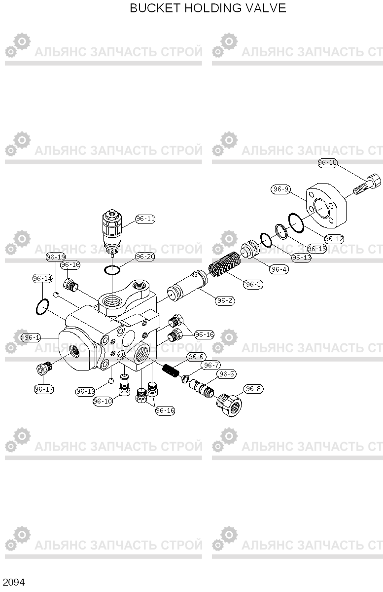 2094 BUCKET HOLDING VALVE R450LC-3(#1001-), Hyundai