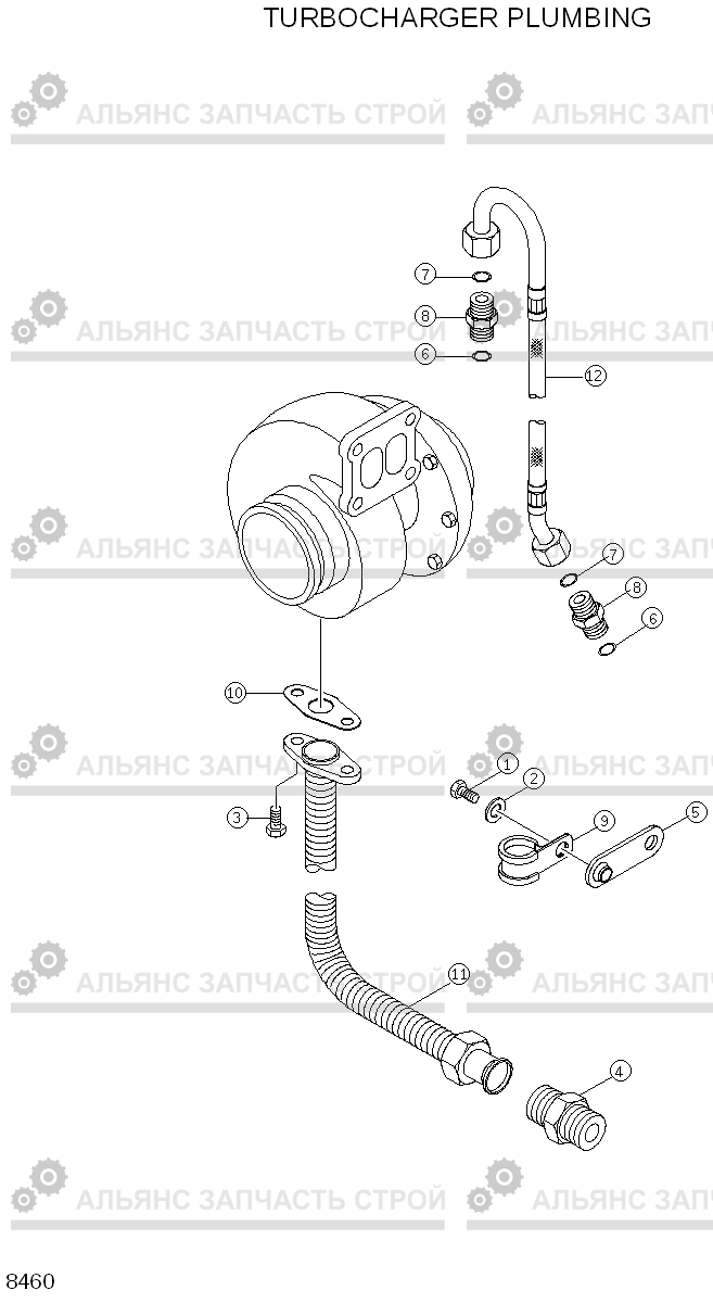 8460 TURBOCHARGER PLUMBING R450LC-3(#1001-), Hyundai