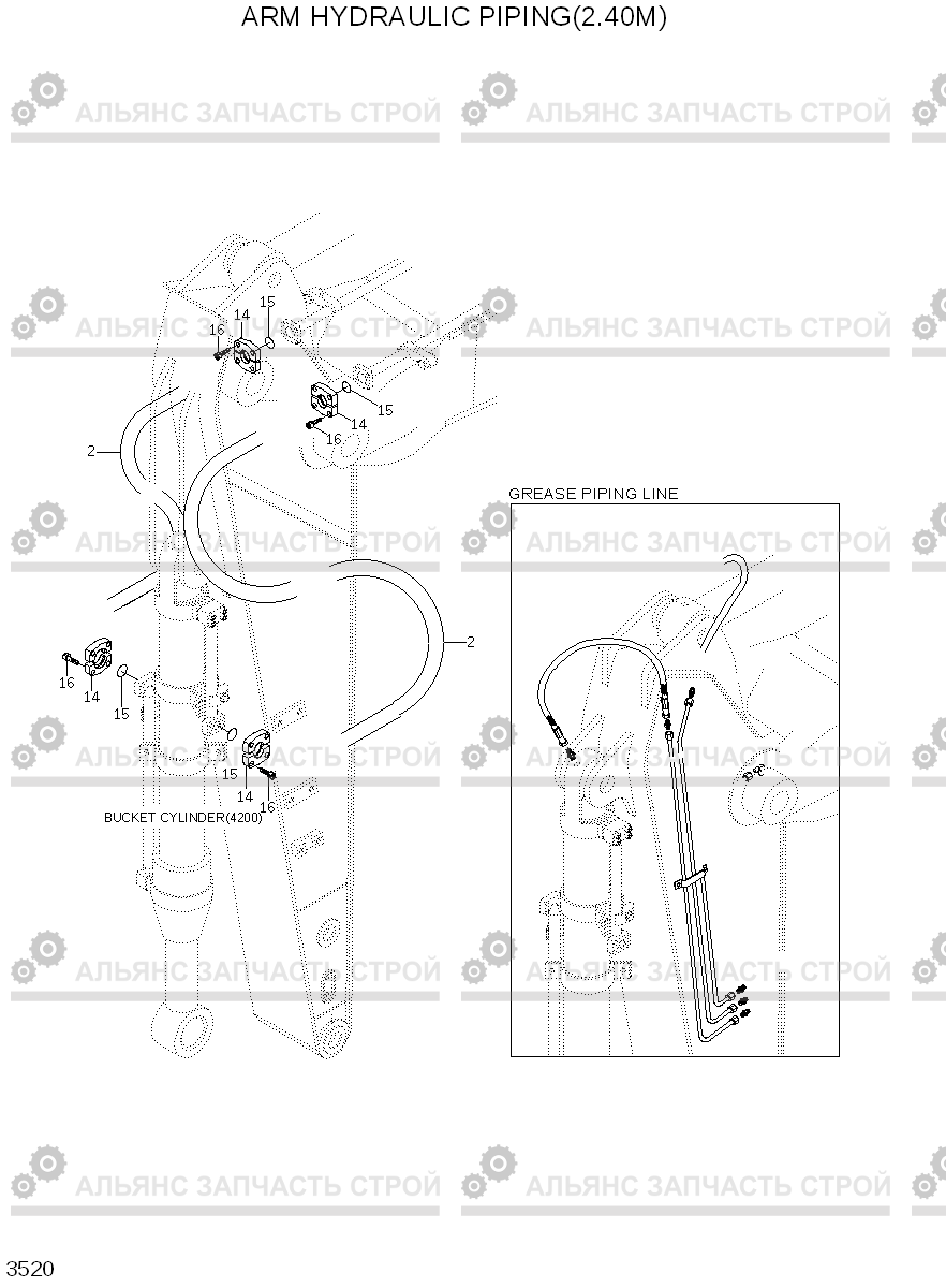 3520 ARM HYDRAULIC PIPING(2.40M) R450LC-7A, Hyundai