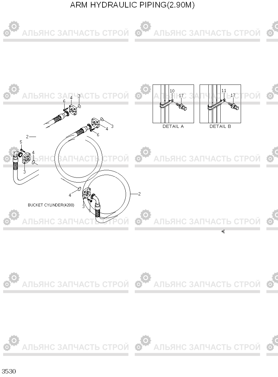 3530 ARM HYDRAULIC PIPING(2.90M) R450LC-7A, Hyundai
