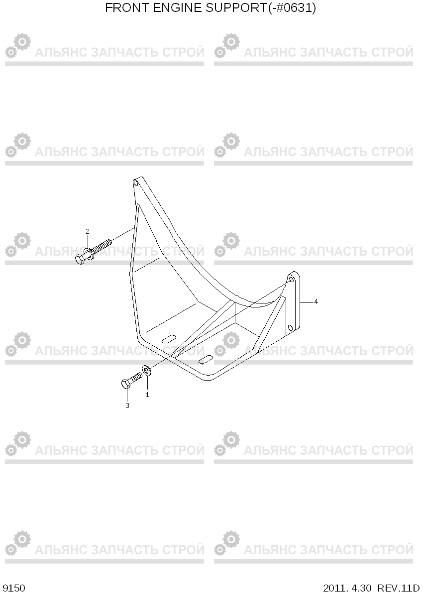 9150 FRONT ENGINE SUPPORT(-#0631) R500LC-7, Hyundai