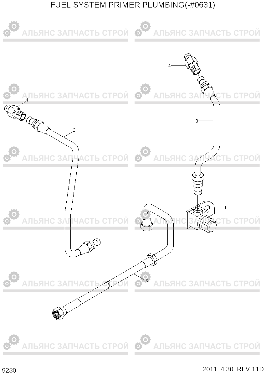 9230 FUEL SYSTEM PRIMER PLUMBING(-#0631) R500LC-7, Hyundai