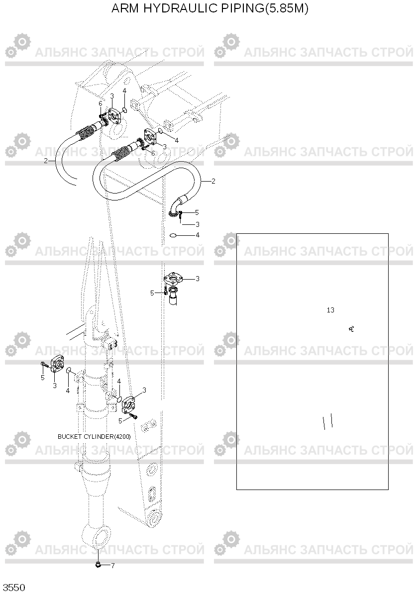 3550 ARM HYDRAULIC PIPING(5.85M) R500LC-7A, Hyundai
