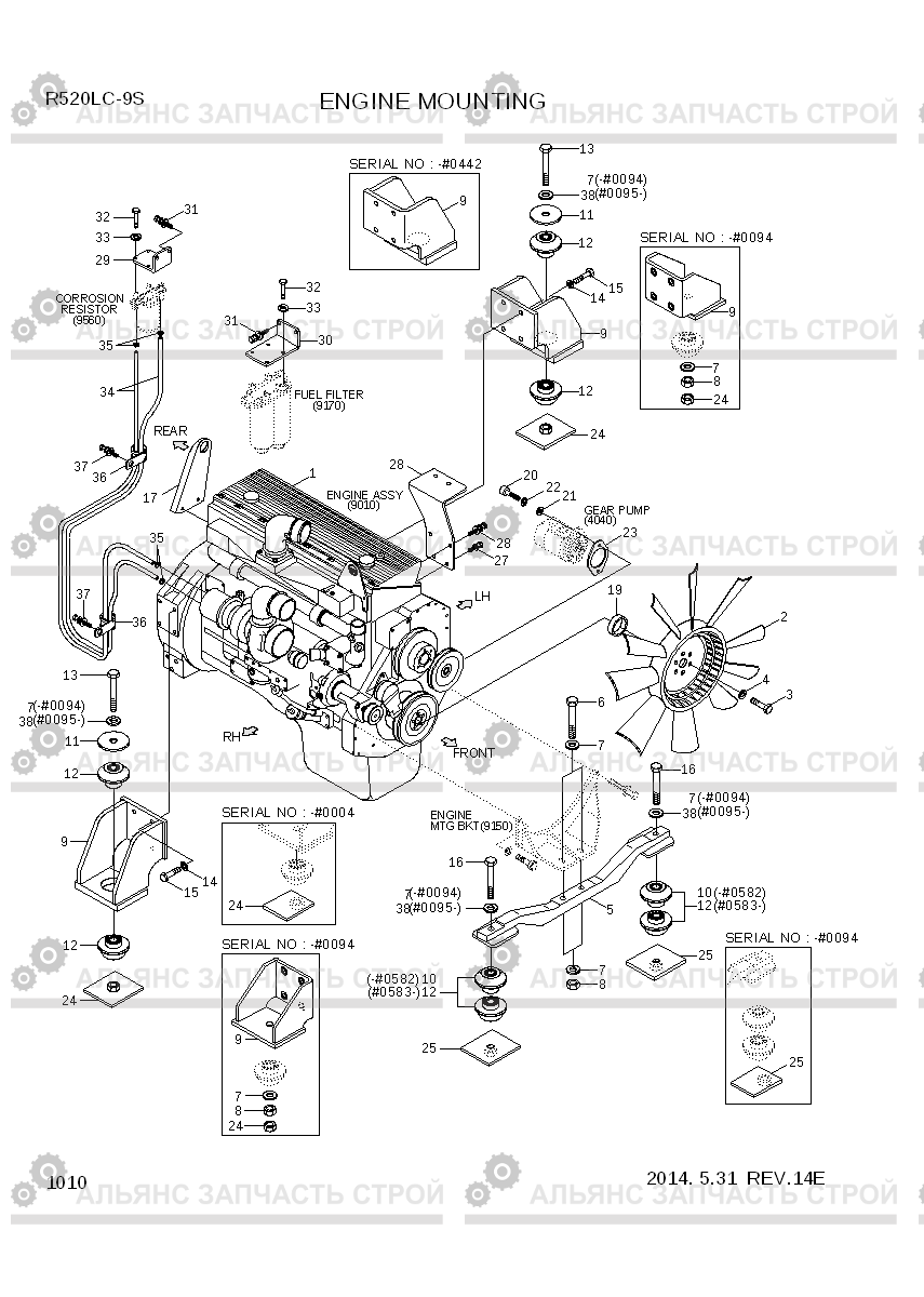 1010 ENGINE MOUNTING R520LC-9S, Hyundai