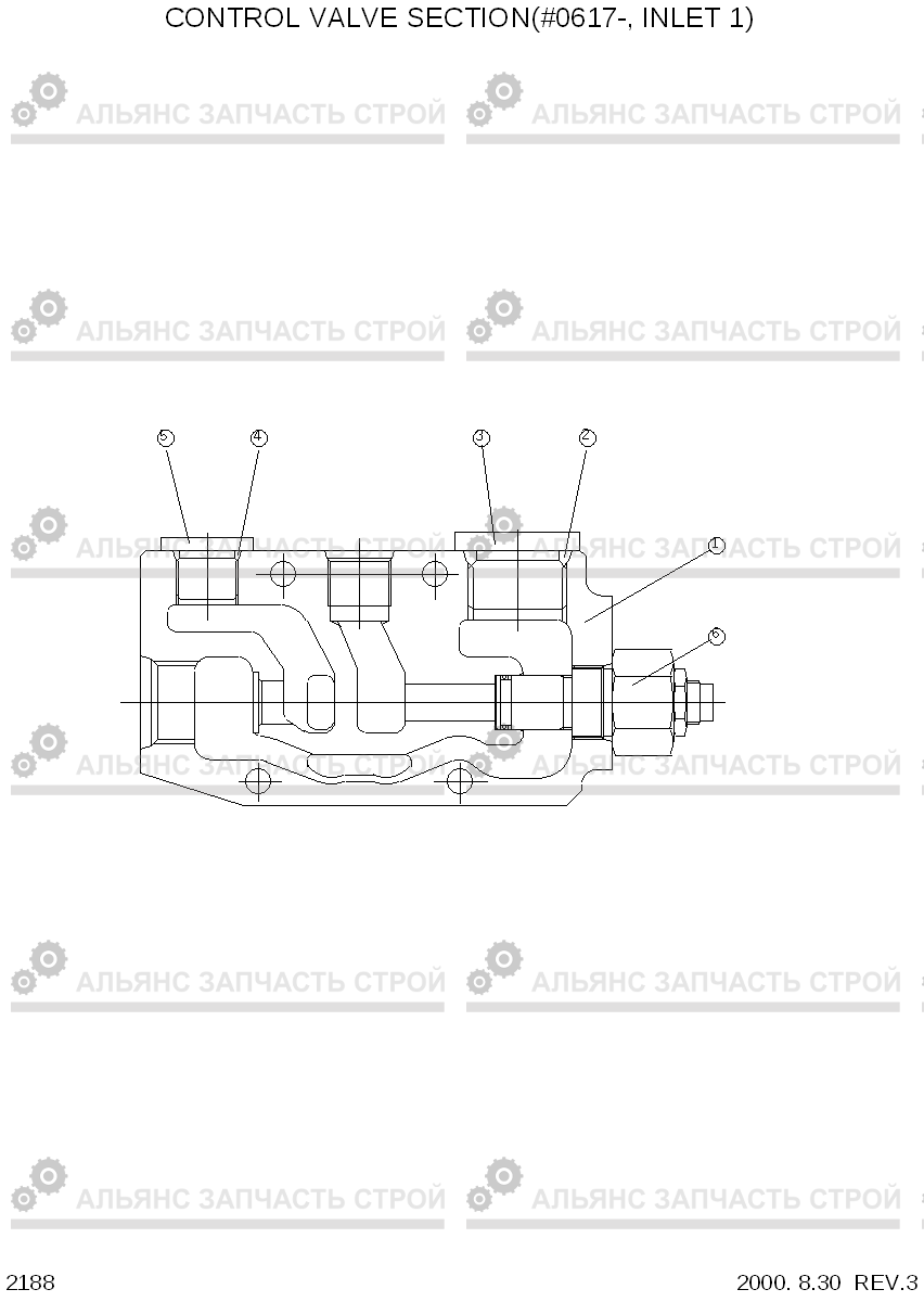 2188 CONTROL VALVE SECTION(#0617-, INLET 1) R55-3, Hyundai