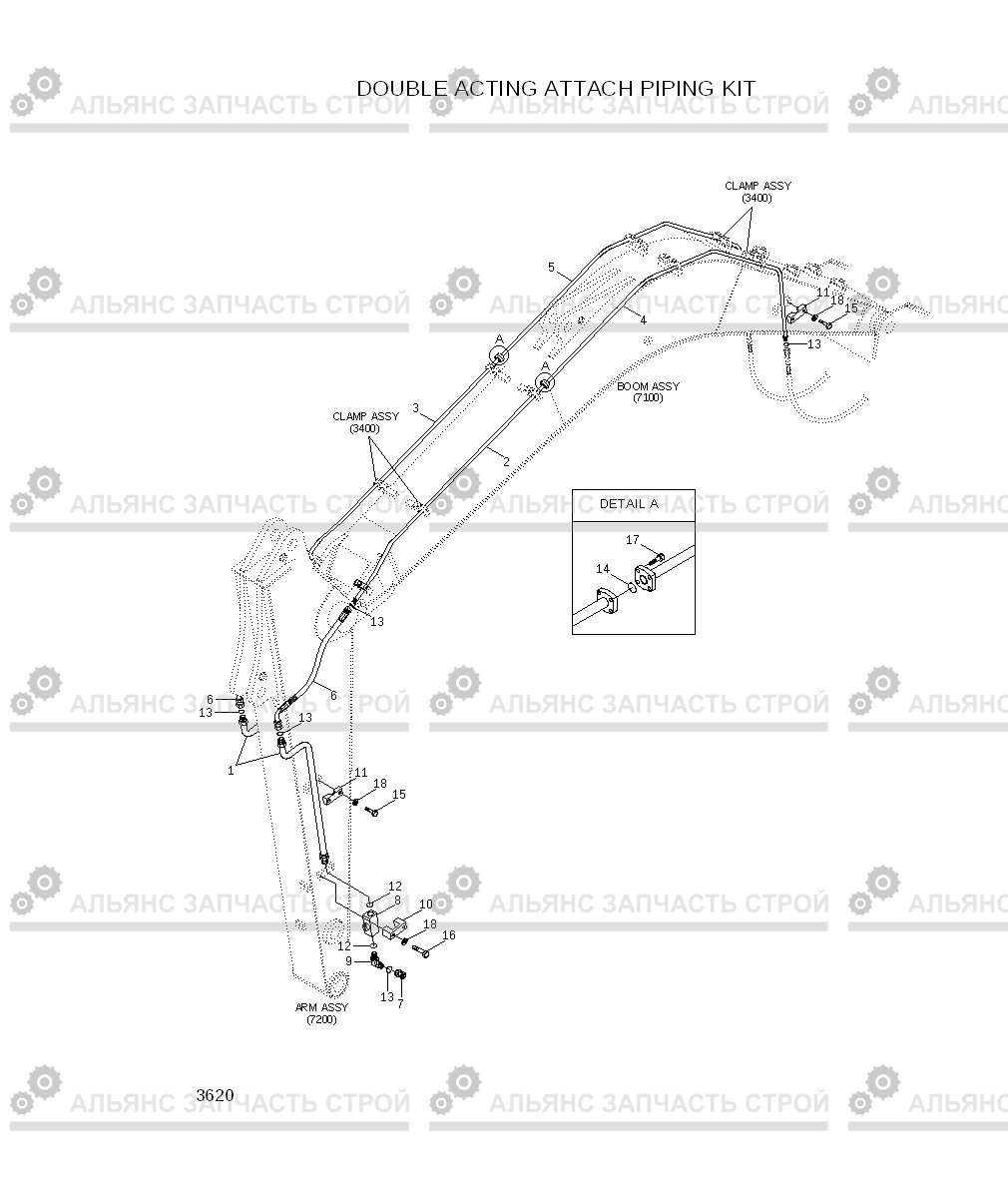 3620 DOUBLE ACTING ATTACH PIPING KIT R80-7A, Hyundai